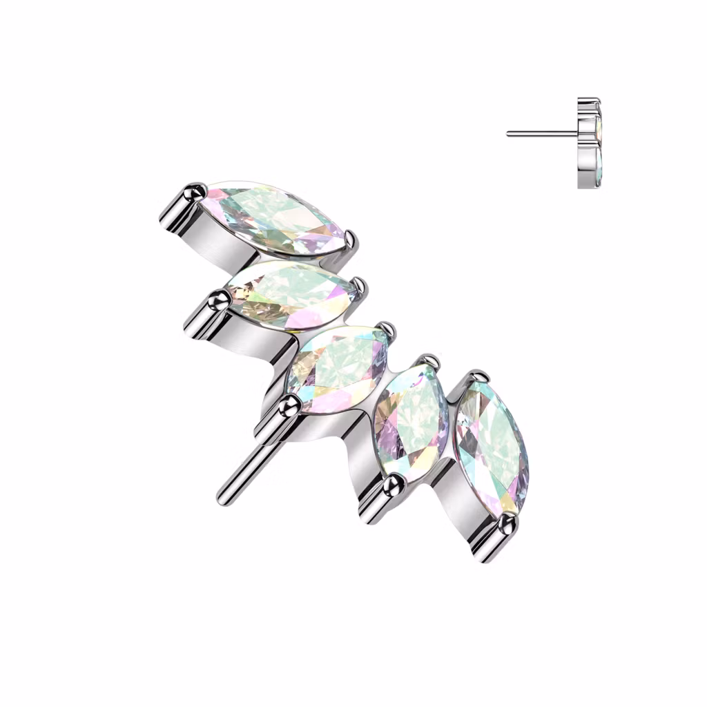 Threadless topp i titanium - 5st navettslipade CZ