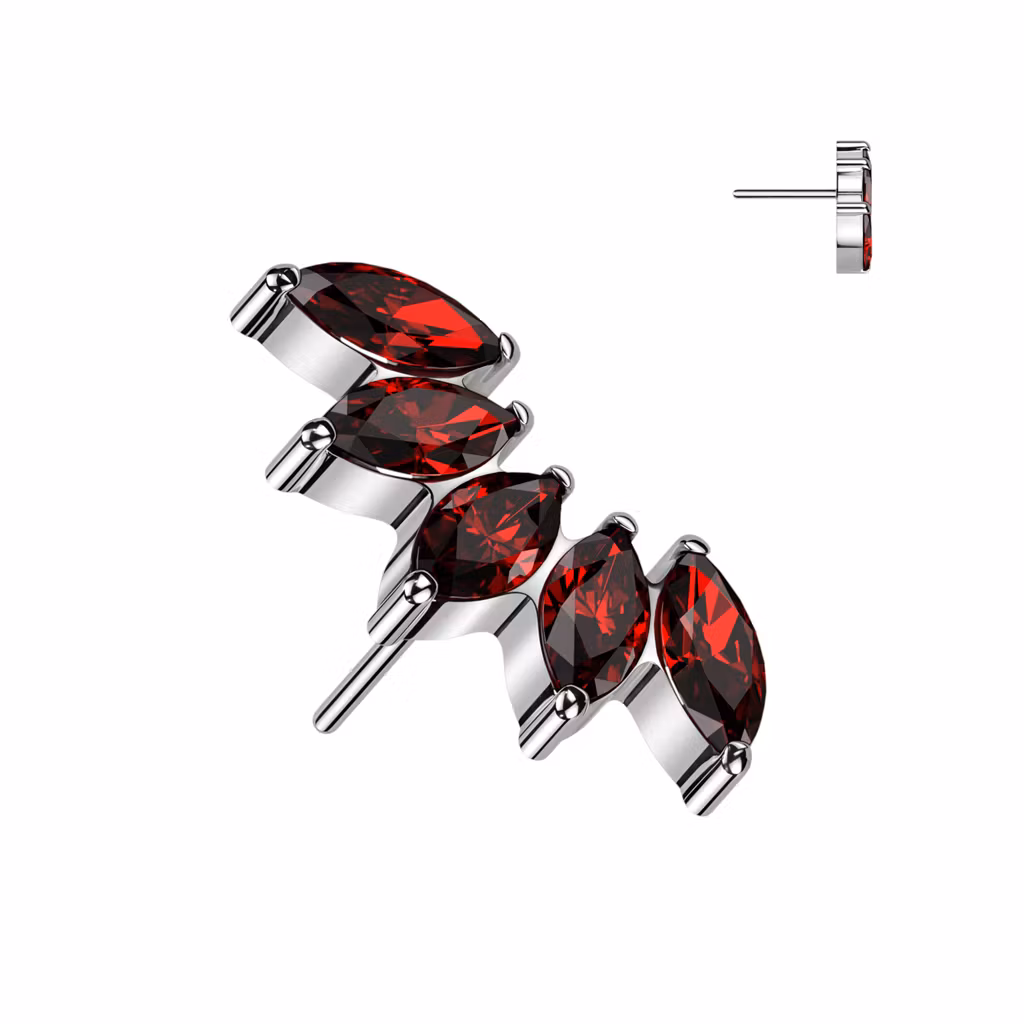 Threadless topp i titanium - 5st navettslipade CZ
