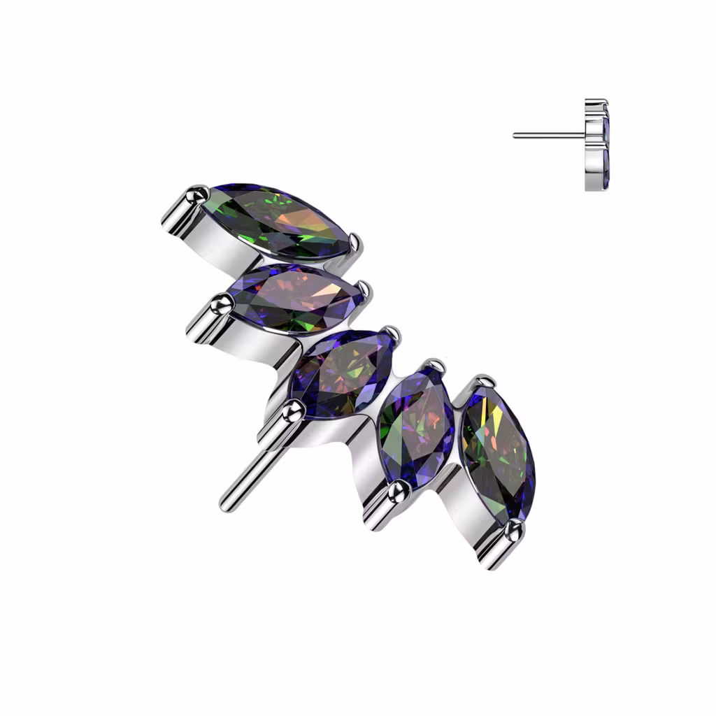 Threadless topp i titanium - 5st navettslipade CZ