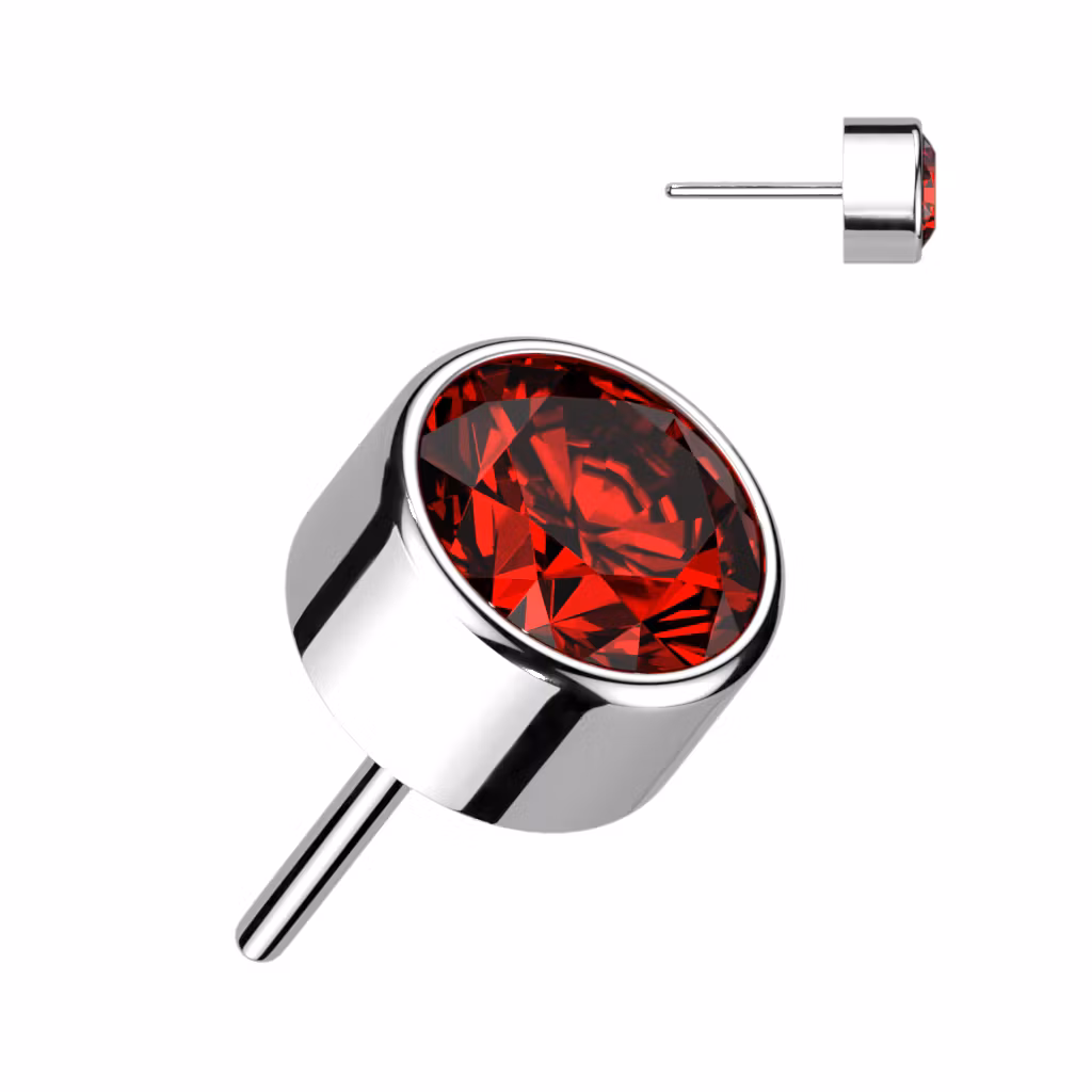 Threadless topp i titanium - Cylinderformad topp med CZ eller opal
