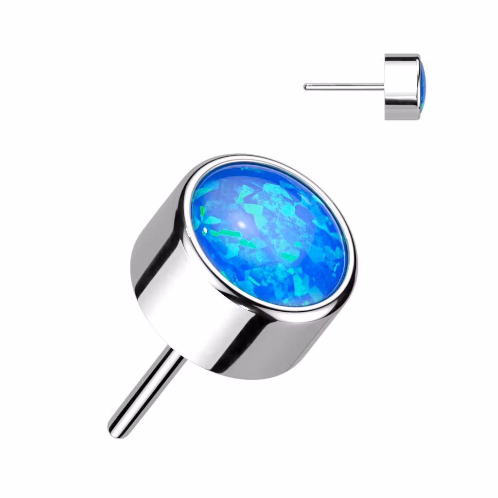 Threadless topp i titanium - Cylinderformad topp med CZ eller opal