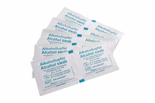 Singelförpackade alkoholservetter för hudrengöring 2-pack
