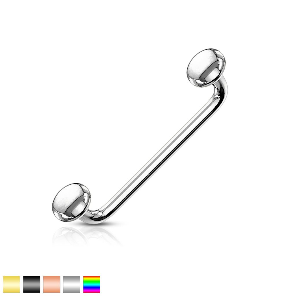 Barbell 1.2mm för surface piercing eller snake eye - 4mm platta kulor