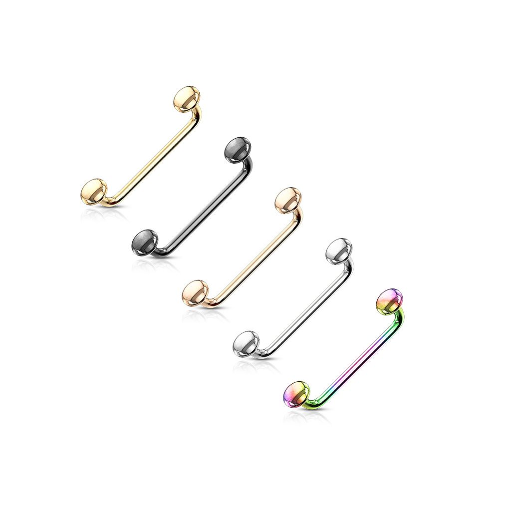 Barbell 1.2mm för surface piercing eller snake eye - 4mm platta kulor