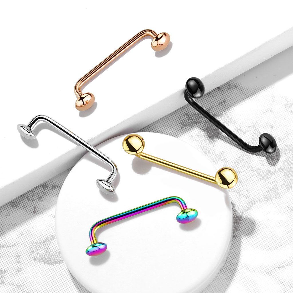 Barbell 1.2mm för surface piercing eller snake eye - 4mm platta kulor