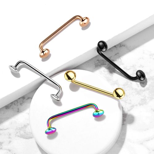 Barbell 1.2mm för surface piercing eller snake eye - 4mm platta kulor