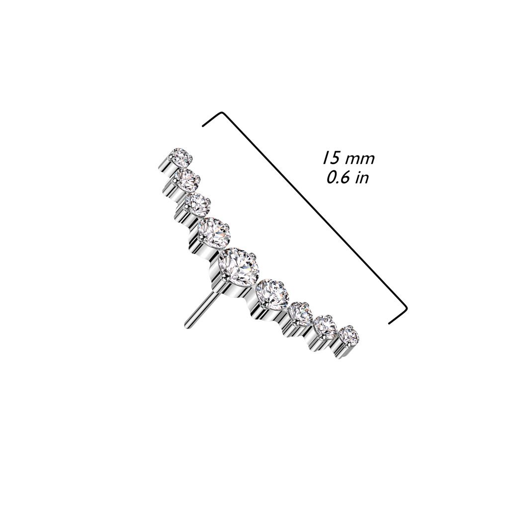 Threadless topp i titanium - Böjd topp med 9st rund CZ