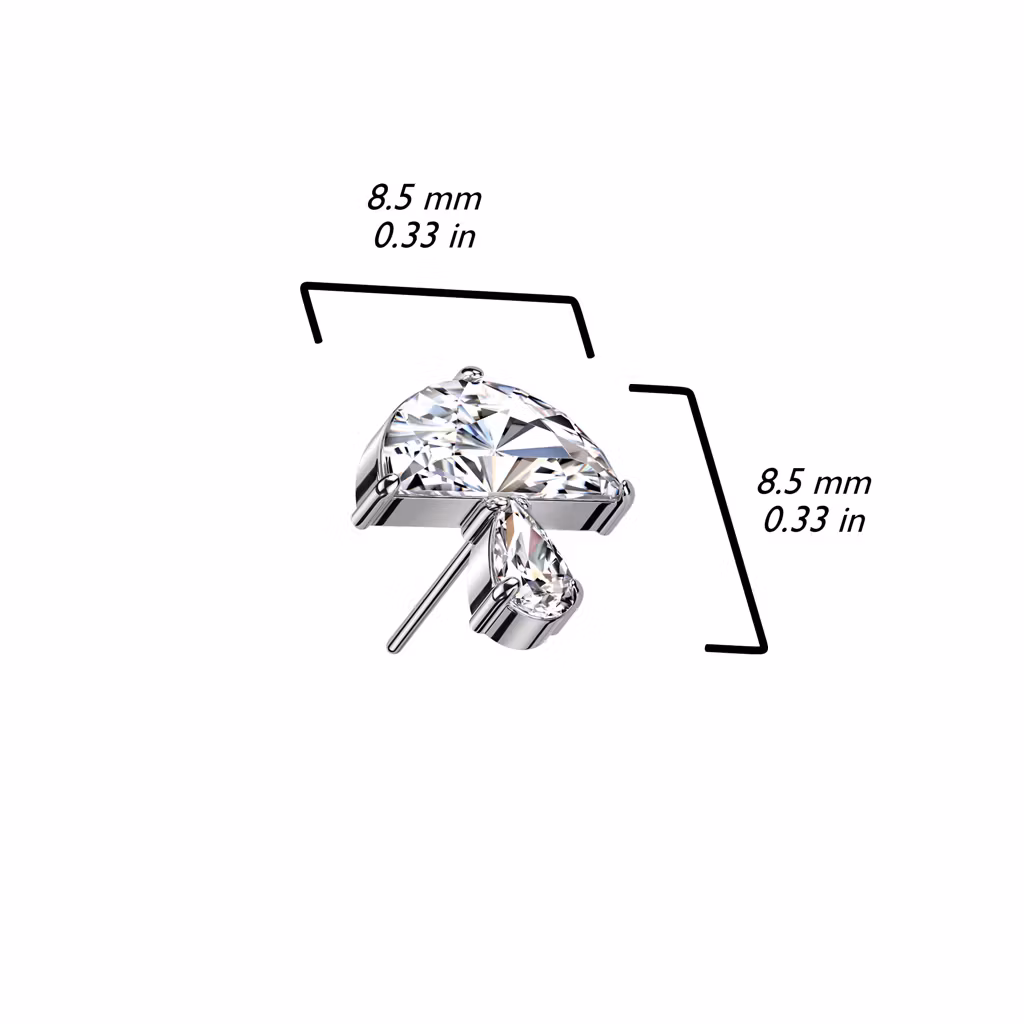 Threadless topp i titanium - Svampformad topp med CZ