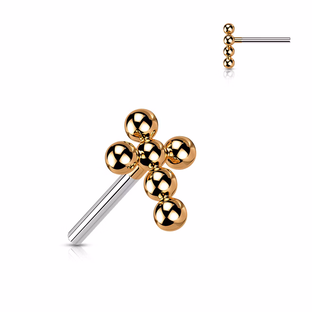 Threadless topp i titanium - Kors med bollkluster