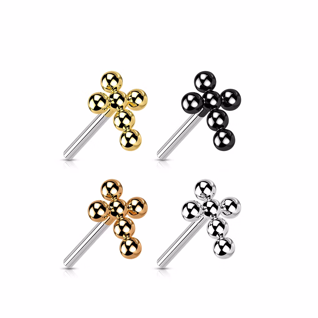 Threadless topp i titanium - Kors med bollkluster