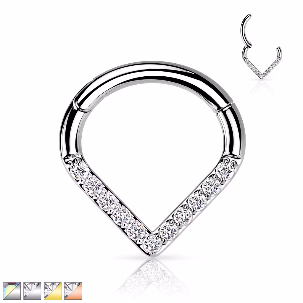 Segmentring i titanium 1.2mm med gångjärn - droppformad med CZ