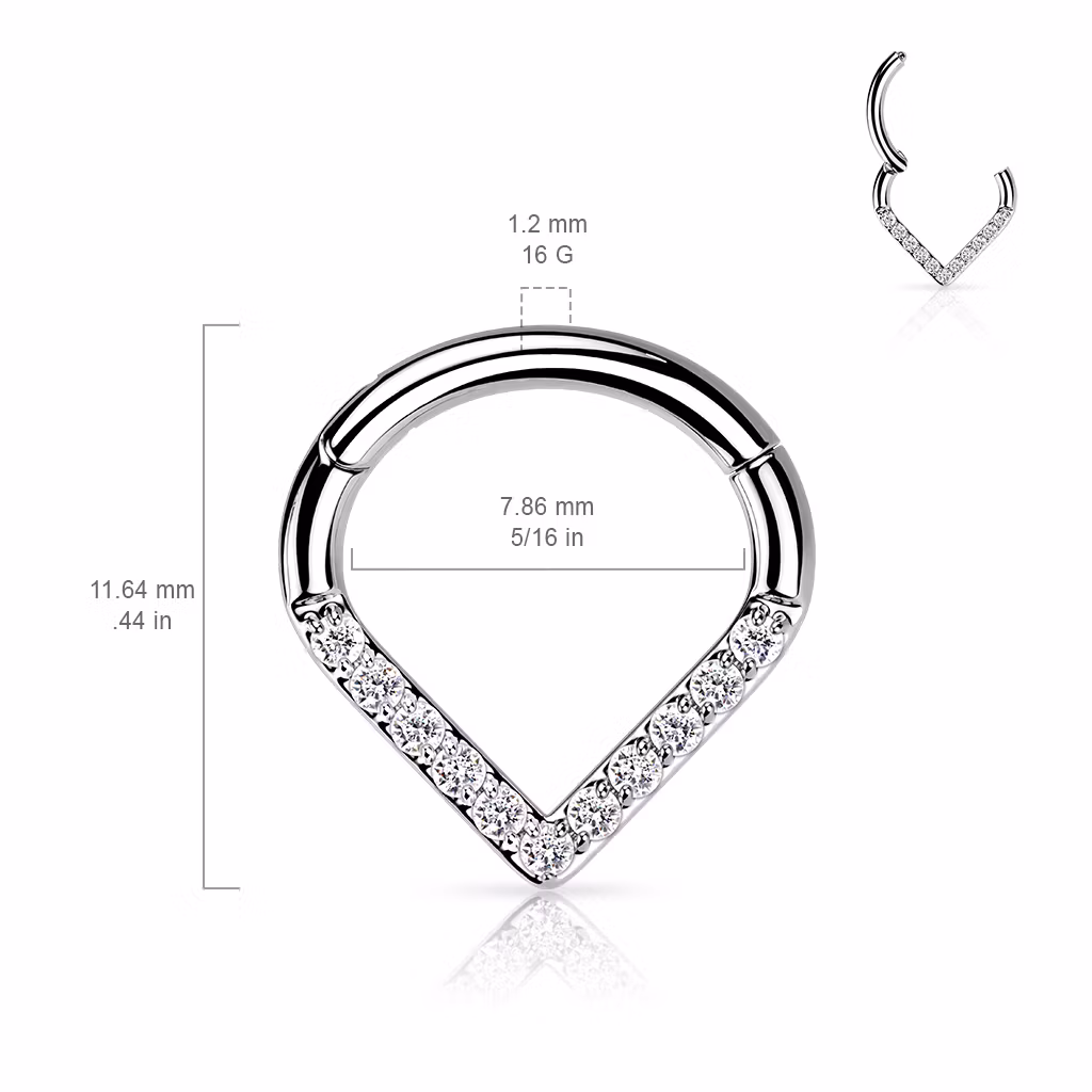 Segmentring i titanium 1.2mm med gångjärn - droppformad med CZ