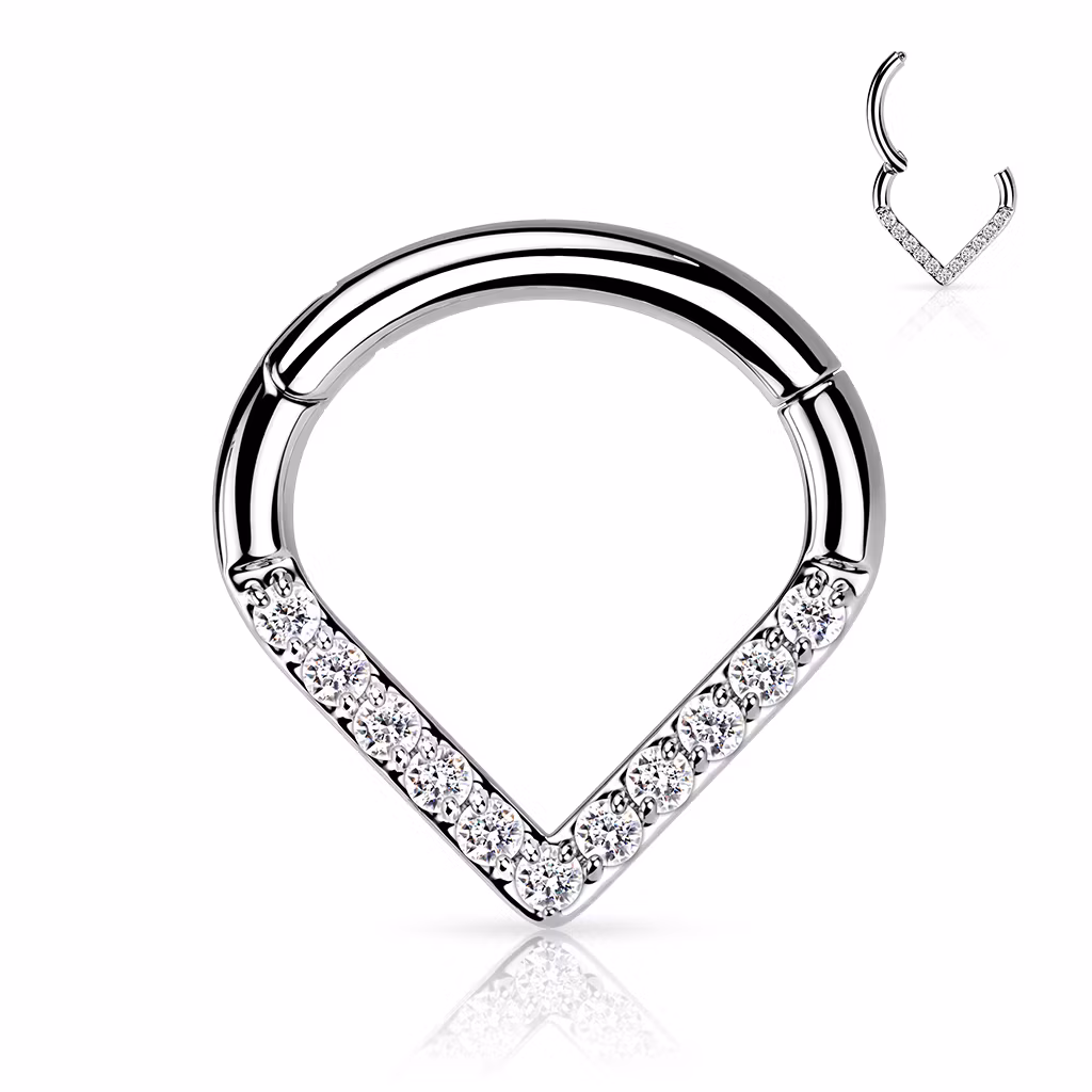 Segmentring i titanium 1.2mm med gångjärn - droppformad med CZ
