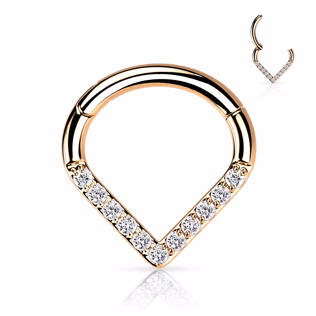 Segmentring i titanium 1.2mm med gångjärn - droppformad med CZ