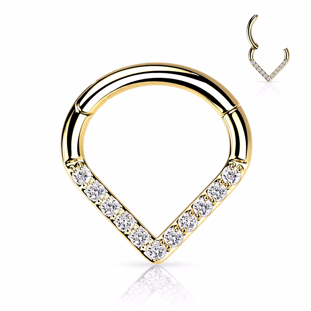 Segmentring i titanium 1.2mm med gångjärn - droppformad med CZ