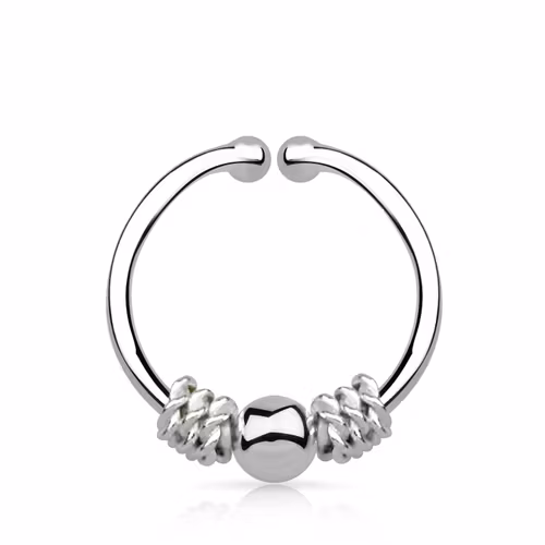 Fake septum i 925 silver - balinesisk tråd och kula design