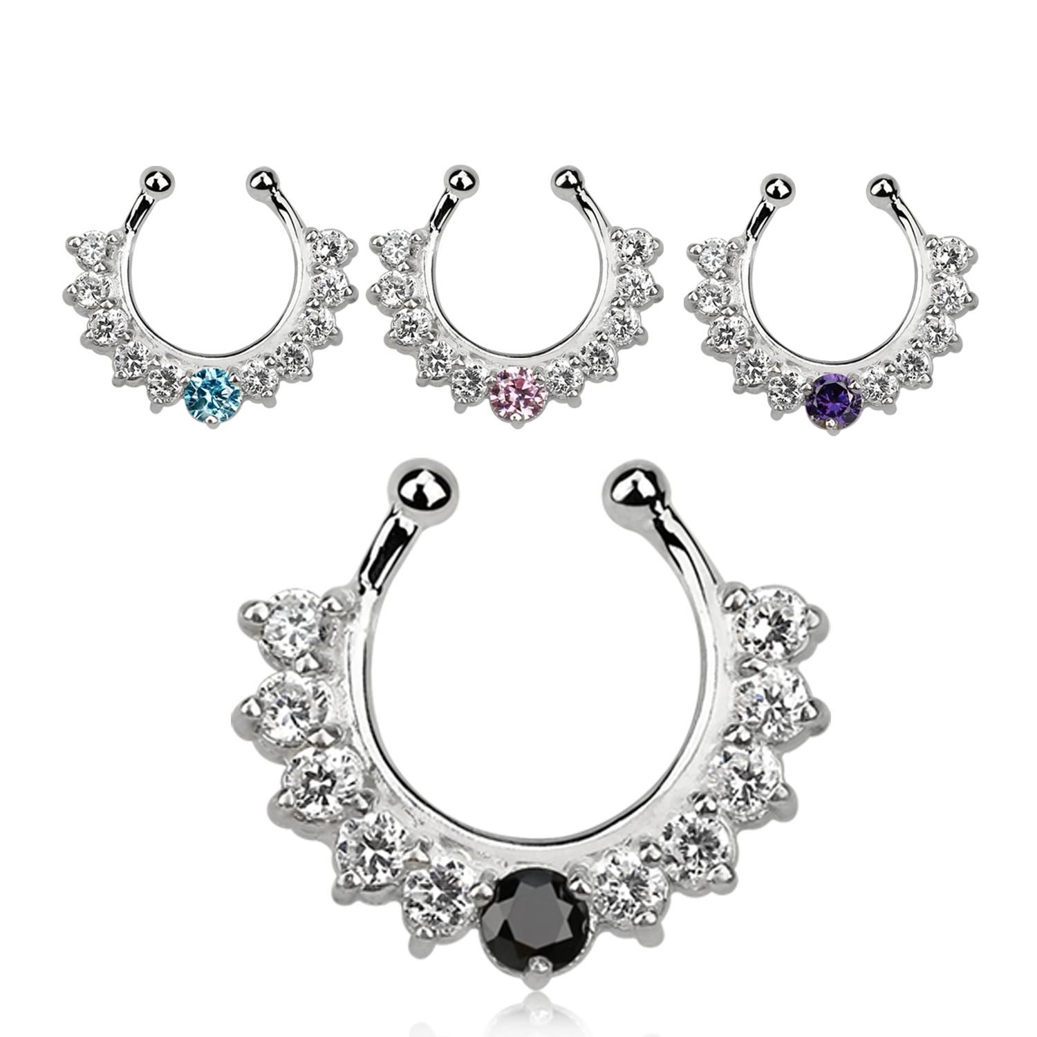 925 silver fake septum hanger - CZ stenar