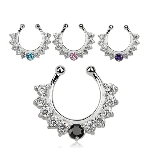 925 silver fake septum hanger - CZ stenar