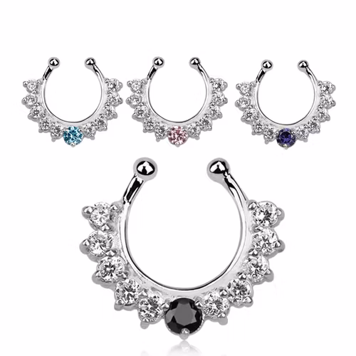 925 silver fake septum hanger - CZ stenar
