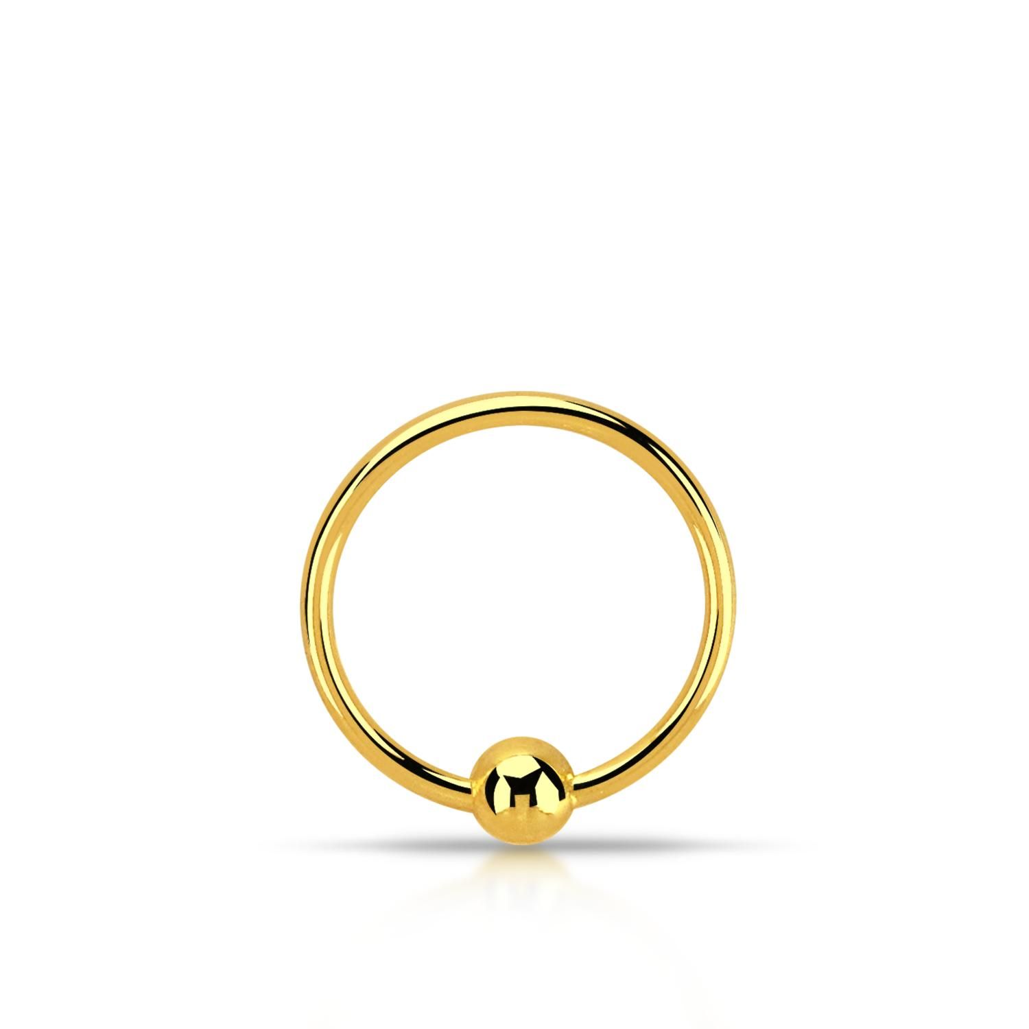 Näsring 0.6mm med kula - guldpläterad 925 silver 8mm