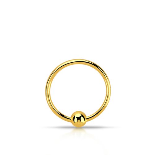Näsring 0.6mm med kula - guldpläterad 925 silver 8mm