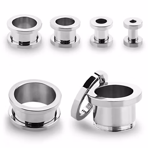 Högglanspolerad kirurgiskt stål "Steel Flesh" ståltunnel töjning (1.6-52mm)