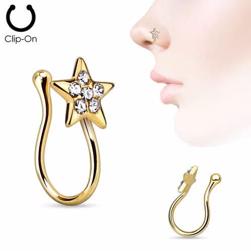 Fake Nässmycke / öron-clip stjärna med crystals