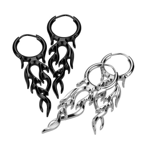 Hoop huggie örhänge med hängande flammor (par)