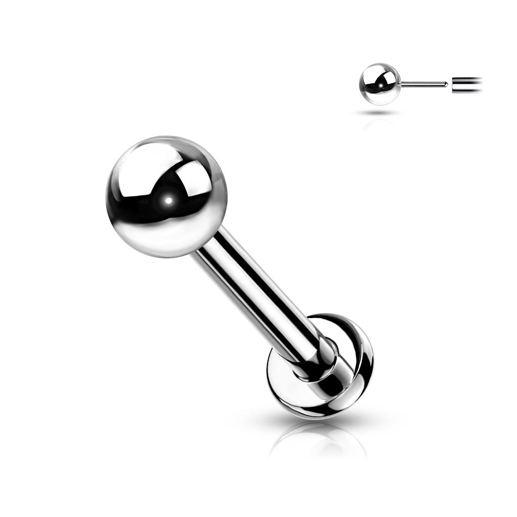 Threadless labret i titanium 0.8mm med push-pin kula