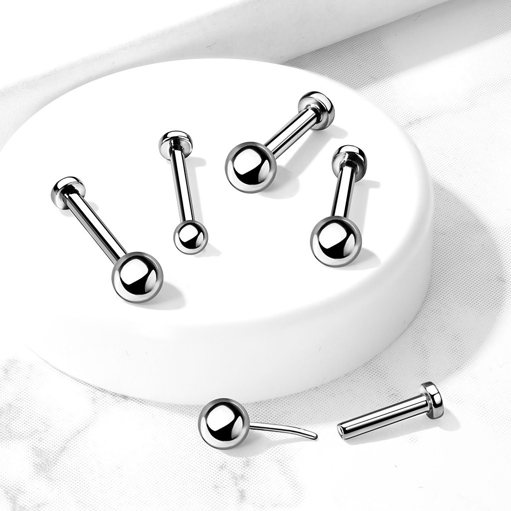 Threadless labret i titanium 0.8mm med push-pin kula