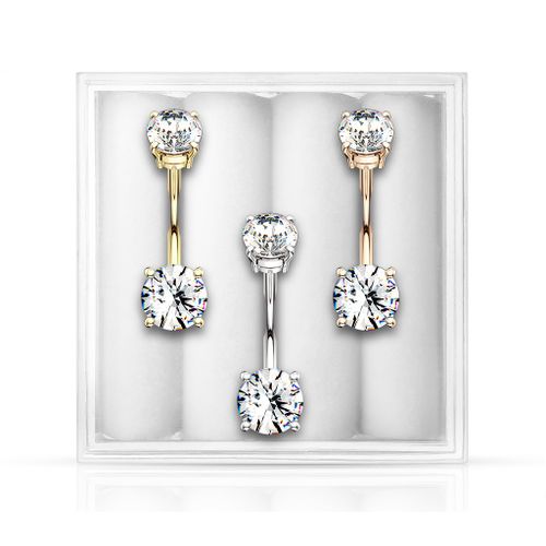 Mixpack 3st invändigt gängade navelsmycken med cubic zirconia