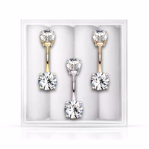 Mixpack 3st invändigt gängade navelsmycken med cubic zirconia