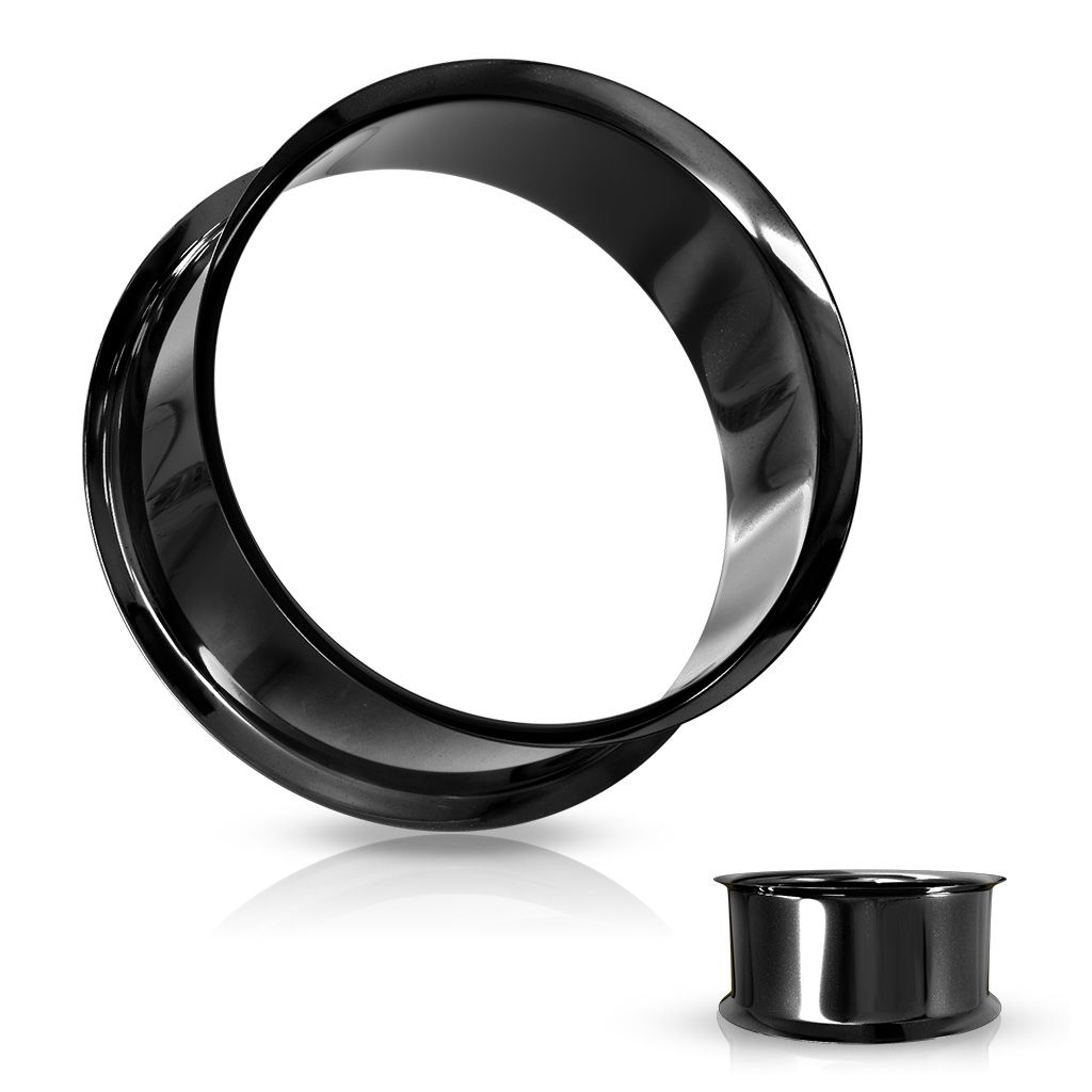 Svart PVD-pläterad double flare ståltunnel (XL 28-51mm)