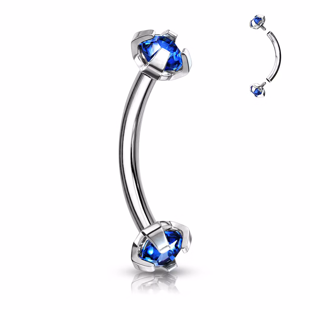 Banana invändigt gängad 1.2mm / 8mm med 3mm prong-set CZ