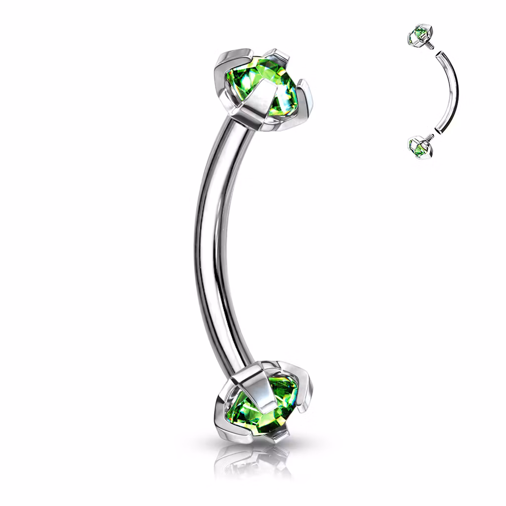 Banana invändigt gängad 1.2mm / 8mm med 3mm prong-set CZ