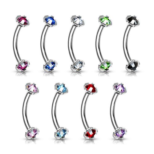 Banana invändigt gängad 1.2mm / 8mm med 3mm prong-set CZ