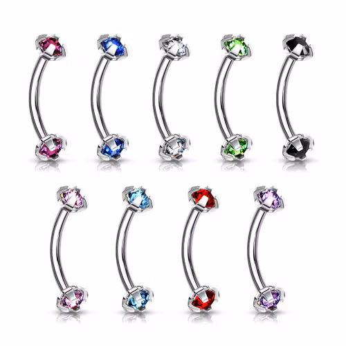 Banana invändigt gängad 1.2mm / 8mm med 3mm prong-set CZ