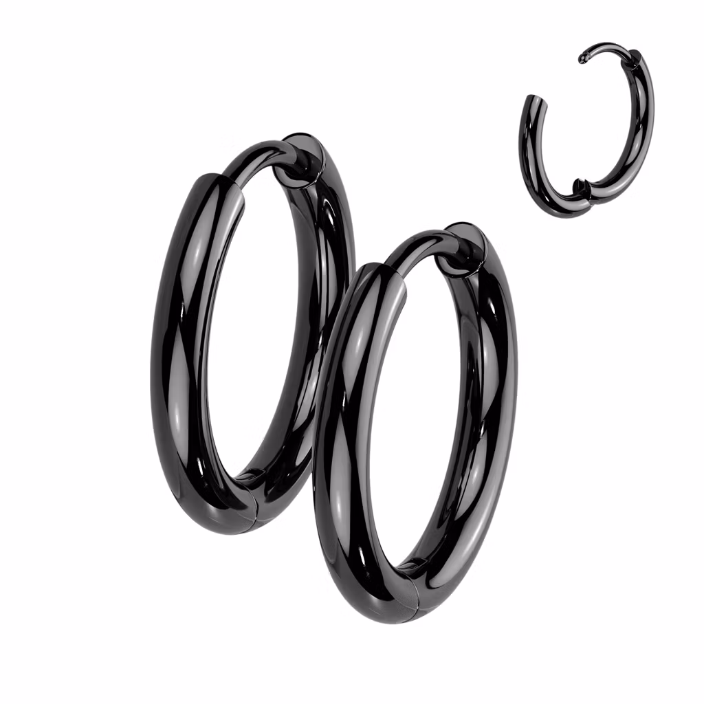 Titanium PVD Örhänge / Hoop huggie 2mm tjock (par)