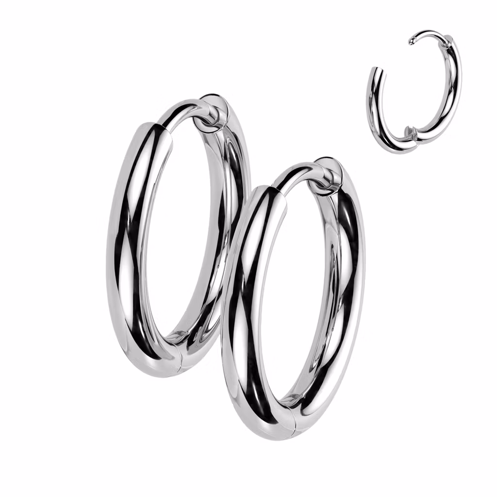 Titanium PVD Örhänge / Hoop huggie 2mm tjock (par)