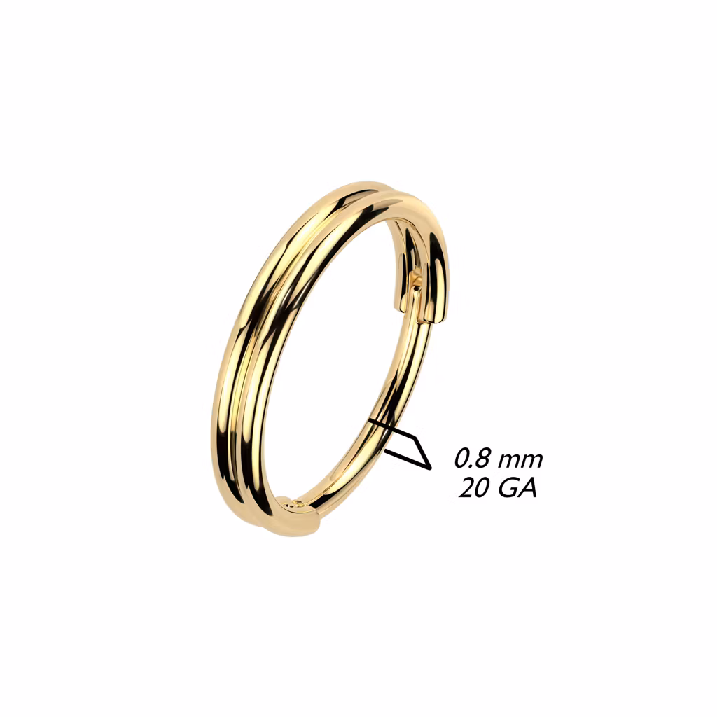 Ring i kirurgiskt stål 0.8mm med gångjärn och dubbel hoop
