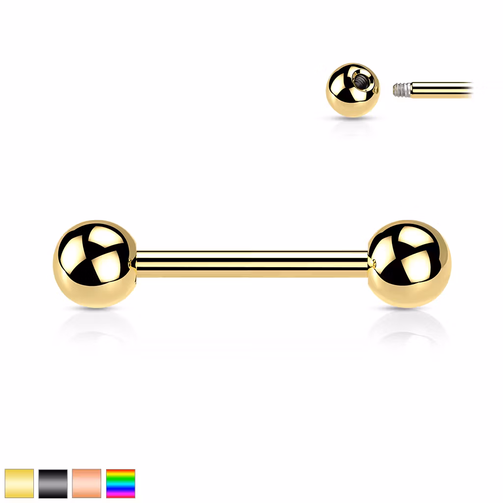 PVD-pläterad barbell i titanium - utvändigt gängad