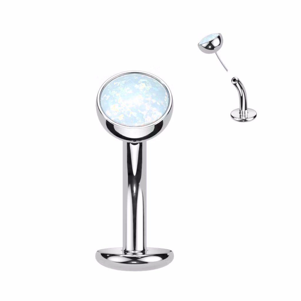 Threadless Navelsmycke i titanium Floating Navel - Topp med 5mm opalit