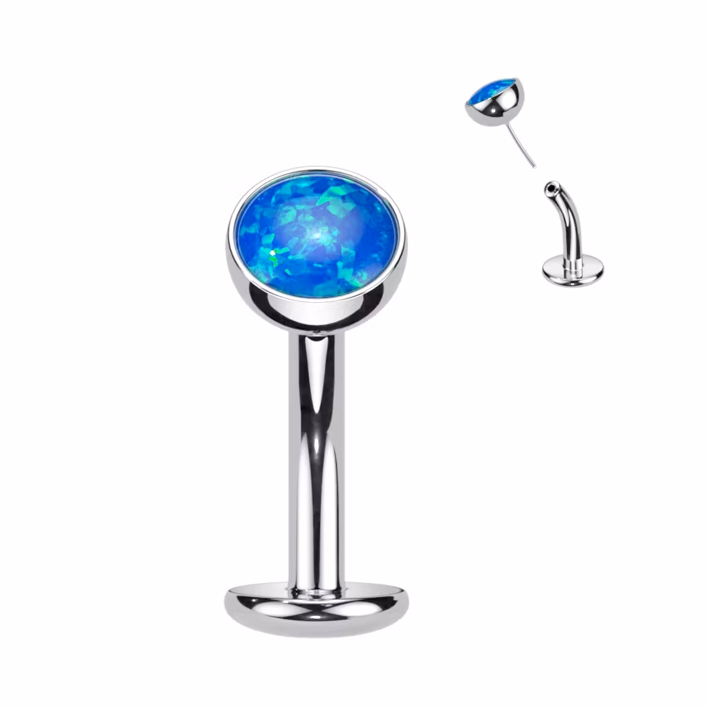 Threadless Navelsmycke i titanium Floating Navel - Topp med 5mm opalit