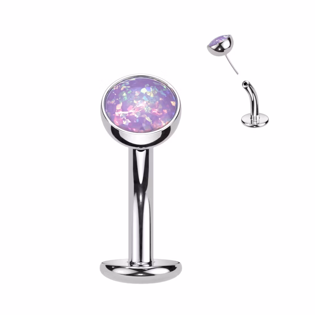 Threadless Navelsmycke i titanium Floating Navel - Topp med 5mm opalit
