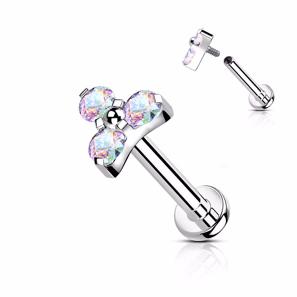 Labret i titanium 1.2mm - Treenighet med cubic zirconia