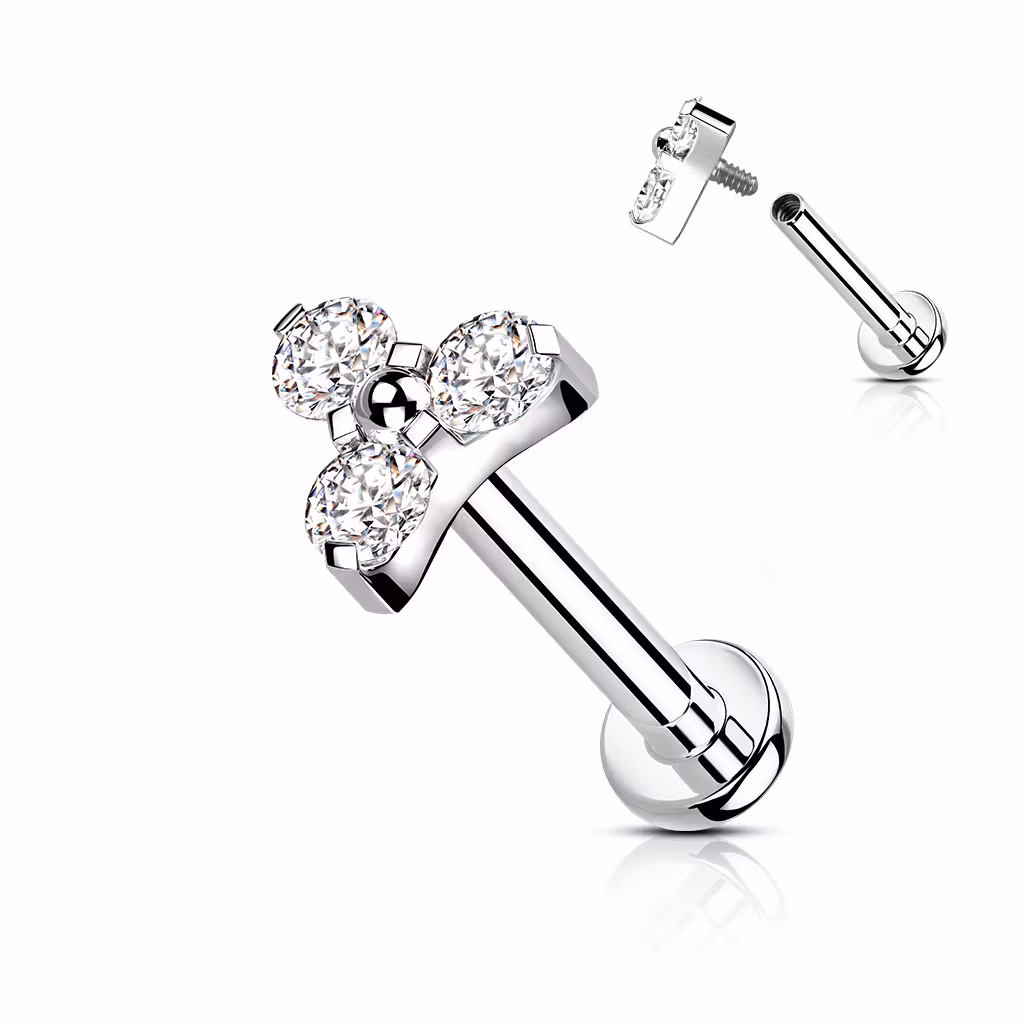 Labret i titanium 1.2mm - Treenighet med cubic zirconia