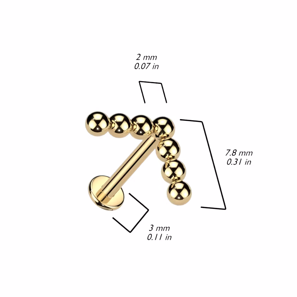 Labret i titanium 1.2mm - V-formad bollkluster