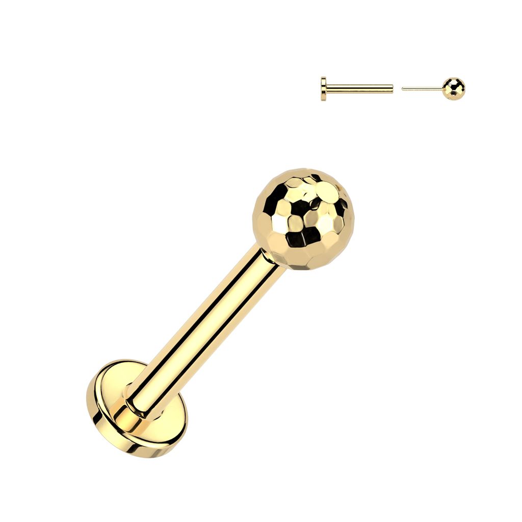Threadless labret i titanium - Fasettslipad 3mm kula