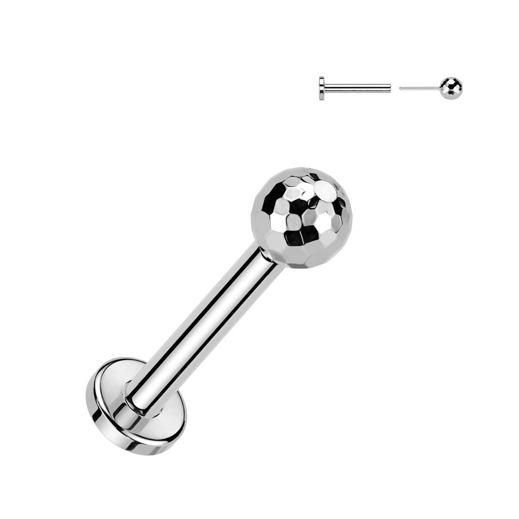 Threadless labret i titanium - Fasettslipad 3mm kula