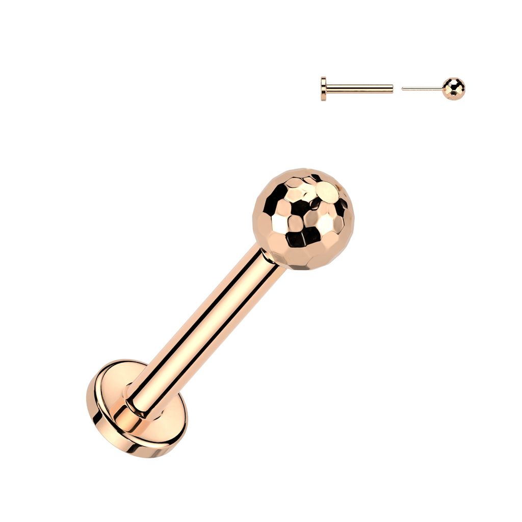 Threadless labret i titanium - Fasettslipad 3mm kula